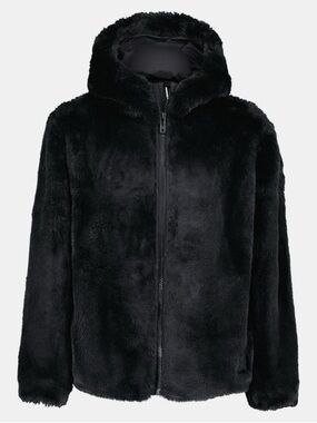 Under Armour Jacket Kids XL Black Faux Fur Hooded Zip Plush Fleece Winter